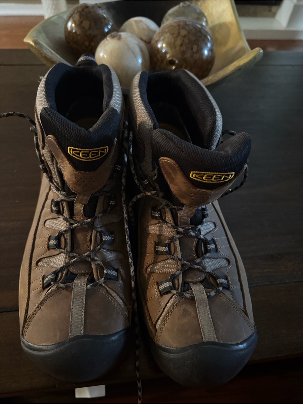 KEEN Men's Brown and Black Waterproof Hiking Boots